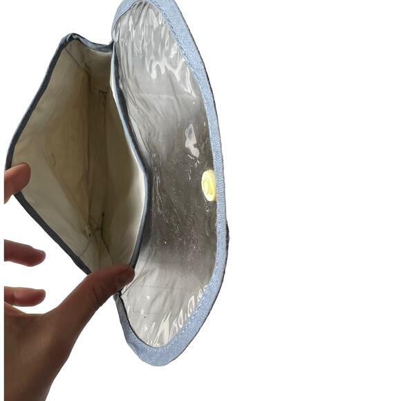 Vintage 80s Blue Clutch Bag with Clear Flap – Good Condition - Picture 6 of 7